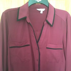 Button-up blouse, Peter Pan collar, fit and flare